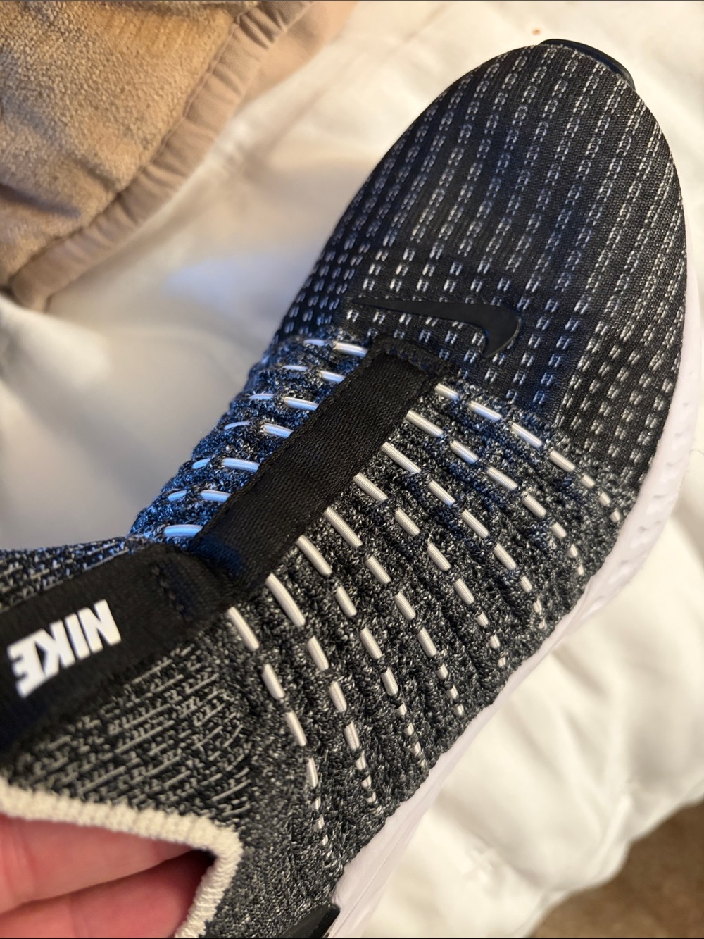 Nike Men’s Black & White Knit Slip-On Sneakers - Picture 5 of 5